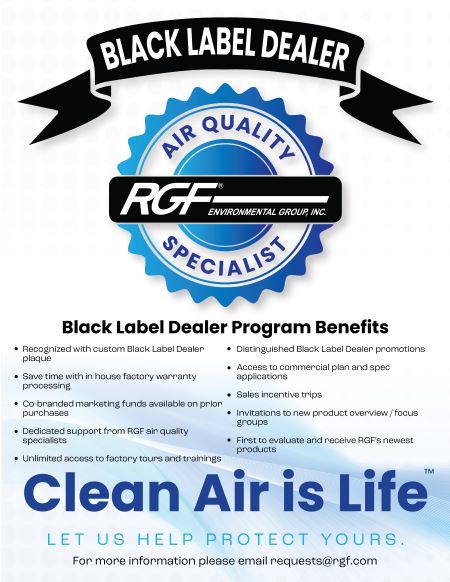RGF Black Label Dealer informational flyer